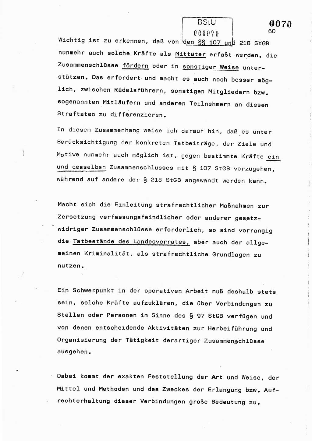 Referat des Genossen Minister (Generaloberst Erich Mielke) am 2. Beratungstag der zentralen Dienstkonferenz am 5.-6.7.1979, Zum 3. Strafrechtsänderungsgesetz sowie zu den Änderungen des Paß- und Ausländerrechts bzw. zoll- und devisenrechtlicher Bestimmungen der DDR [Ministerium für Staatssicherheit (MfS), Deutsche Demokratische Republik (DDR), Der Minister], Berlin 1979, Seite 60 (Ref. DK 2. Ber.-Tg. DDR MfS Min. /79 1979, S. 60)