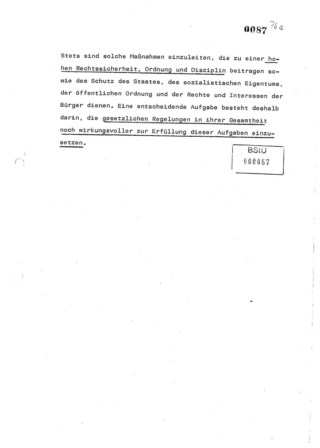 Referat des Genossen Minister (Generaloberst Erich Mielke) am 2. Beratungstag der zentralen Dienstkonferenz am 5.-6.7.1979, Zum 3. Strafrechtsänderungsgesetz sowie zu den Änderungen des Paß- und Ausländerrechts bzw. zoll- und devisenrechtlicher Bestimmungen der DDR [Ministerium für Staatssicherheit (MfS), Deutsche Demokratische Republik (DDR), Der Minister], Berlin 1979, Seite 76/1 (Ref. DK 2. Ber.-Tg. DDR MfS Min. /79 1979, S. 76/1)