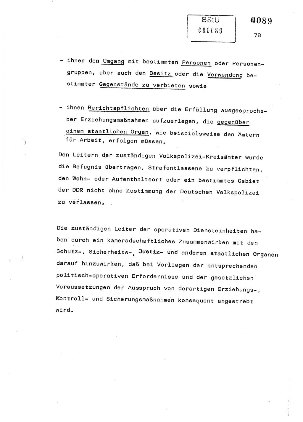 Referat des Genossen Minister (Generaloberst Erich Mielke) am 2. Beratungstag der zentralen Dienstkonferenz am 5.-6.7.1979, Zum 3. Strafrechtsänderungsgesetz sowie zu den Änderungen des Paß- und Ausländerrechts bzw. zoll- und devisenrechtlicher Bestimmungen der DDR [Ministerium für Staatssicherheit (MfS), Deutsche Demokratische Republik (DDR), Der Minister], Berlin 1979, Seite 78 (Ref. DK 2. Ber.-Tg. DDR MfS Min. /79 1979, S. 78)