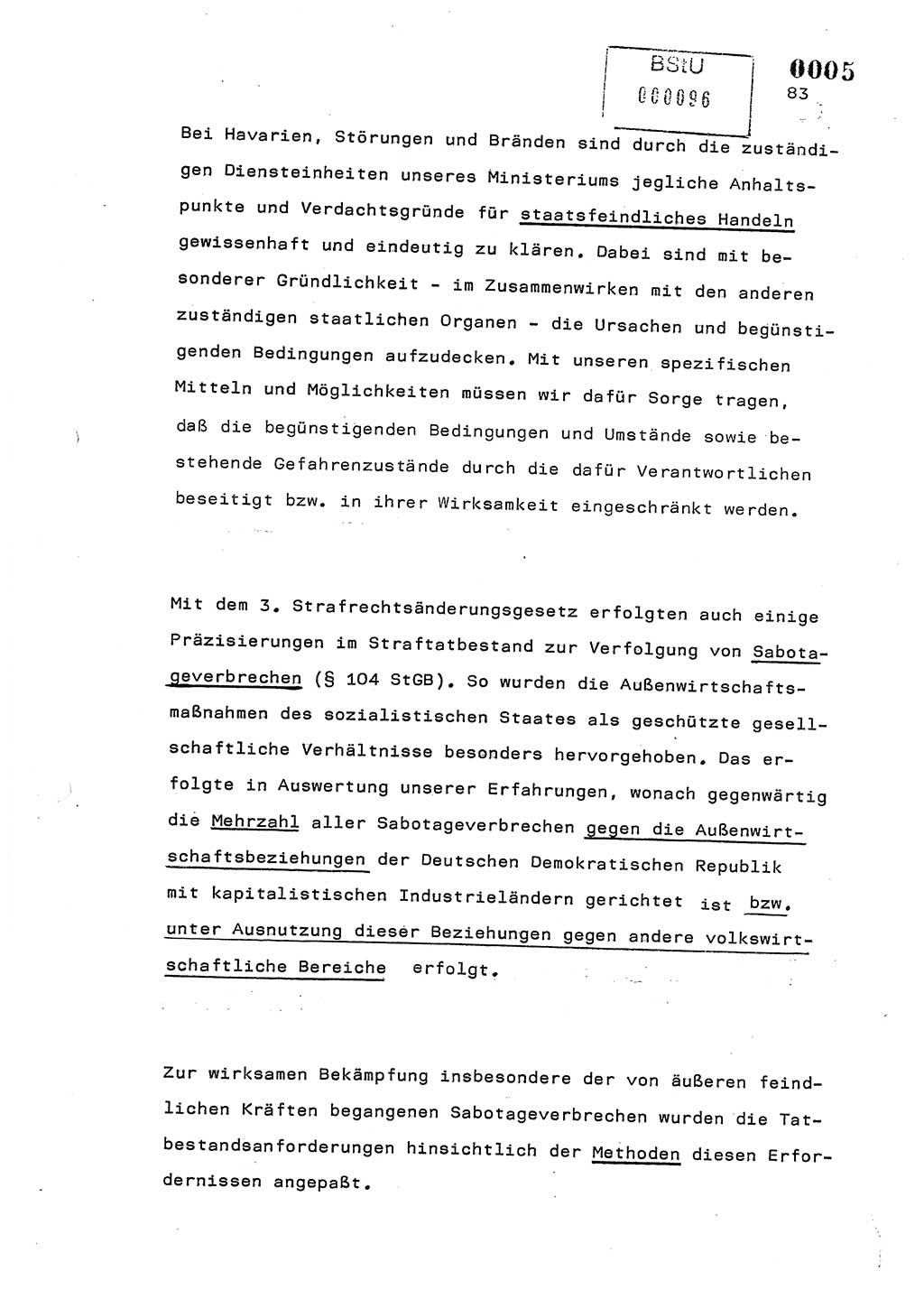 Referat des Genossen Minister (Generaloberst Erich Mielke) am 2. Beratungstag der zentralen Dienstkonferenz am 5.-6.7.1979, Zum 3. Strafrechtsänderungsgesetz sowie zu den Änderungen des Paß- und Ausländerrechts bzw. zoll- und devisenrechtlicher Bestimmungen der DDR [Ministerium für Staatssicherheit (MfS), Deutsche Demokratische Republik (DDR), Der Minister], Berlin 1979, Seite 83 (Ref. DK 2. Ber.-Tg. DDR MfS Min. /79 1979, S. 83)