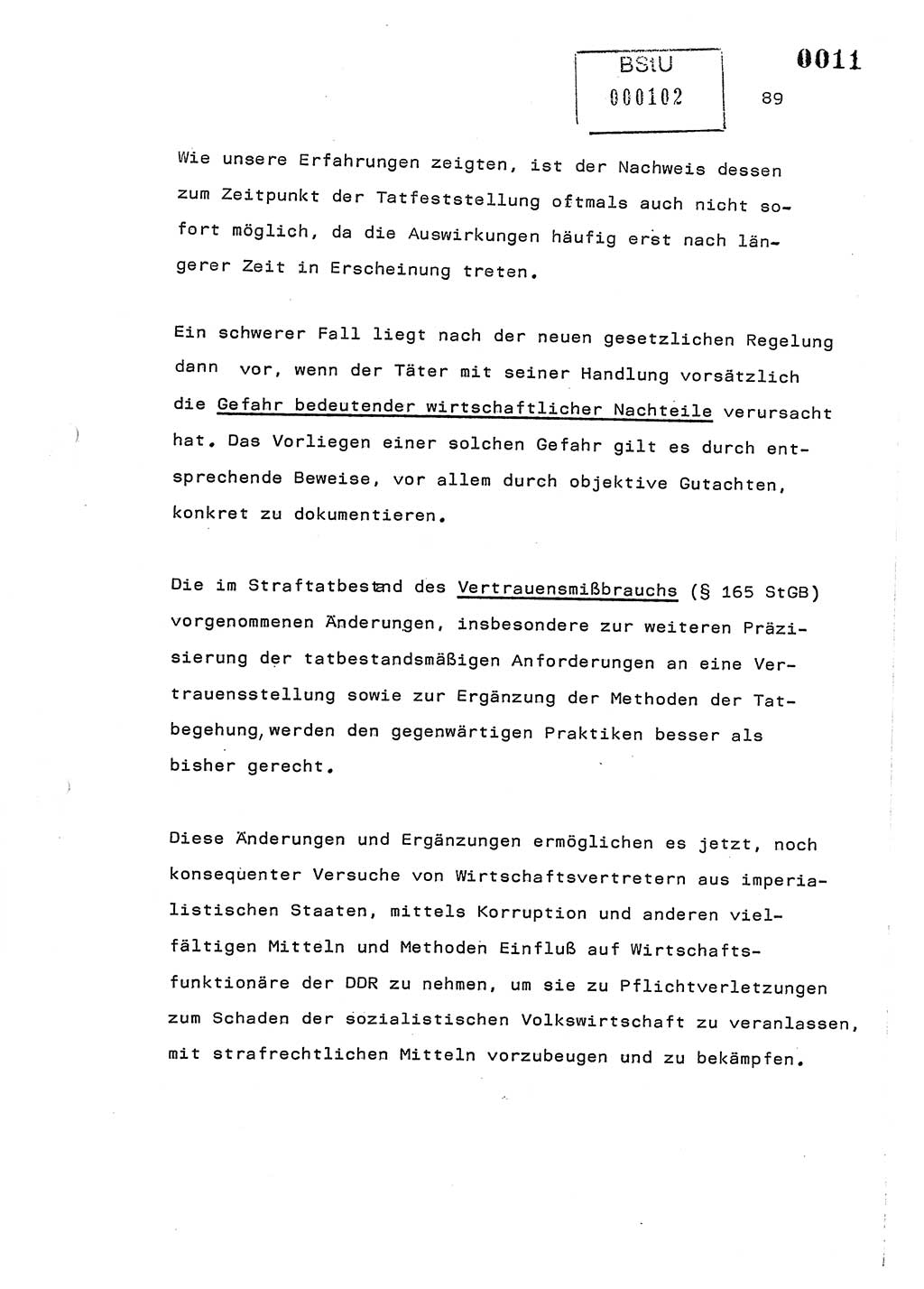 Referat des Genossen Minister (Generaloberst Erich Mielke) am 2. Beratungstag der zentralen Dienstkonferenz am 5.-6.7.1979, Zum 3. Strafrechtsänderungsgesetz sowie zu den Änderungen des Paß- und Ausländerrechts bzw. zoll- und devisenrechtlicher Bestimmungen der DDR [Ministerium für Staatssicherheit (MfS), Deutsche Demokratische Republik (DDR), Der Minister], Berlin 1979, Seite 89 (Ref. DK 2. Ber.-Tg. DDR MfS Min. /79 1979, S. 89)