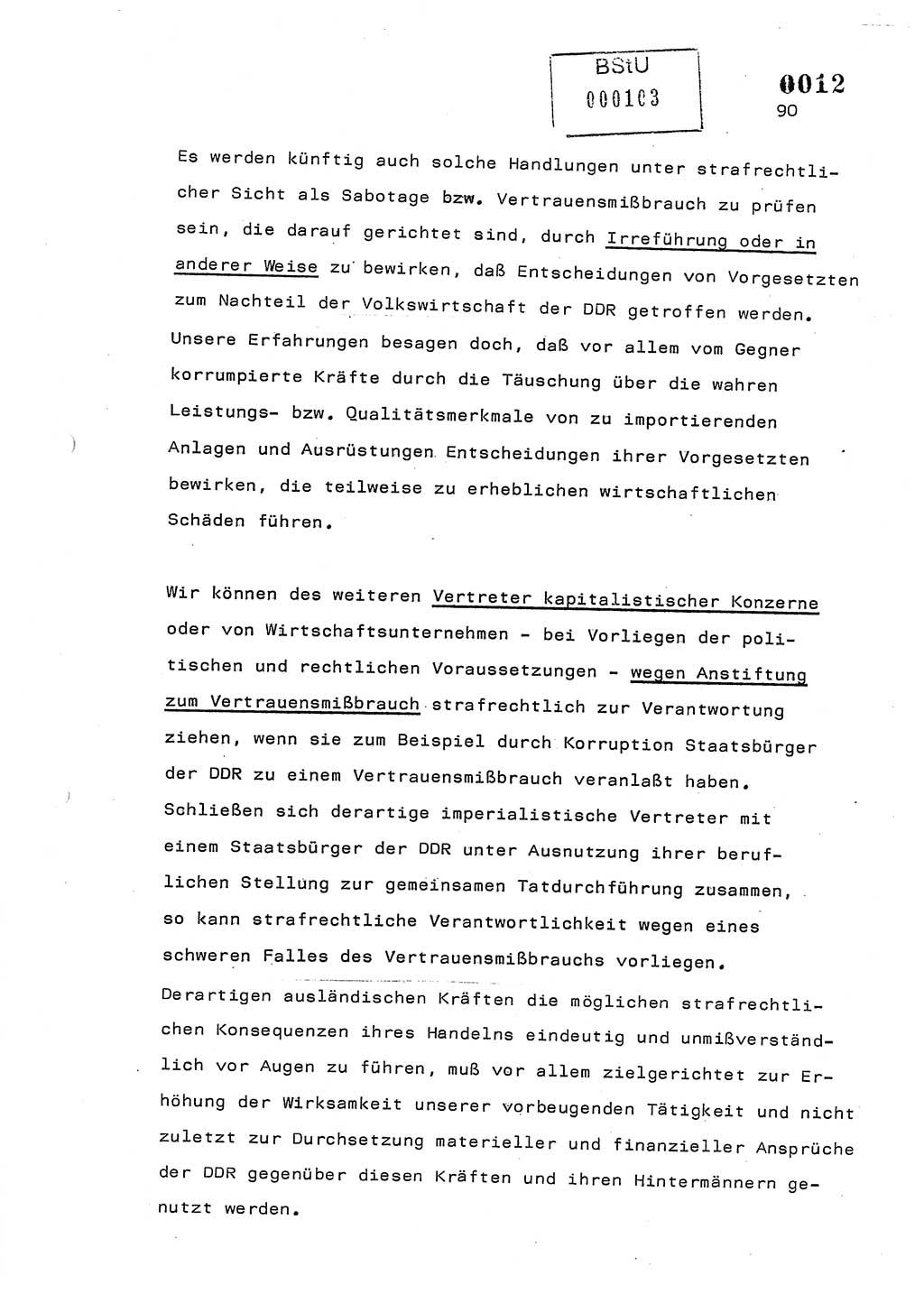 Referat des Genossen Minister (Generaloberst Erich Mielke) am 2. Beratungstag der zentralen Dienstkonferenz am 5.-6.7.1979, Zum 3. Strafrechtsänderungsgesetz sowie zu den Änderungen des Paß- und Ausländerrechts bzw. zoll- und devisenrechtlicher Bestimmungen der DDR [Ministerium für Staatssicherheit (MfS), Deutsche Demokratische Republik (DDR), Der Minister], Berlin 1979, Seite 90 (Ref. DK 2. Ber.-Tg. DDR MfS Min. /79 1979, S. 90)