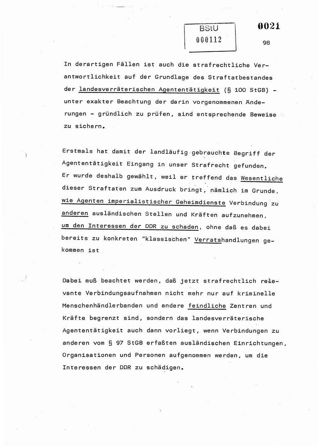 Referat des Genossen Minister (Generaloberst Erich Mielke) am 2. Beratungstag der zentralen Dienstkonferenz am 5.-6.7.1979, Zum 3. Strafrechtsänderungsgesetz sowie zu den Änderungen des Paß- und Ausländerrechts bzw. zoll- und devisenrechtlicher Bestimmungen der DDR [Ministerium für Staatssicherheit (MfS), Deutsche Demokratische Republik (DDR), Der Minister], Berlin 1979, Seite 98 (Ref. DK 2. Ber.-Tg. DDR MfS Min. /79 1979, S. 98)