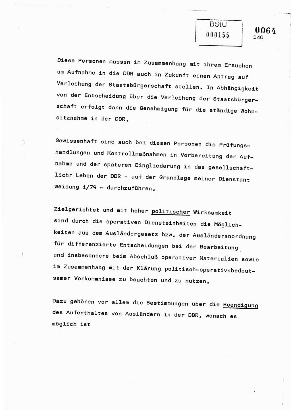 Referat des Genossen Minister (Generaloberst Erich Mielke) am 2. Beratungstag der zentralen Dienstkonferenz am 5.-6.7.1979, Zum 3. Strafrechtsänderungsgesetz sowie zu den Änderungen des Paß- und Ausländerrechts bzw. zoll- und devisenrechtlicher Bestimmungen der DDR [Ministerium für Staatssicherheit (MfS), Deutsche Demokratische Republik (DDR), Der Minister], Berlin 1979, Seite 140 (Ref. DK 2. Ber.-Tg. DDR MfS Min. /79 1979, S. 140)