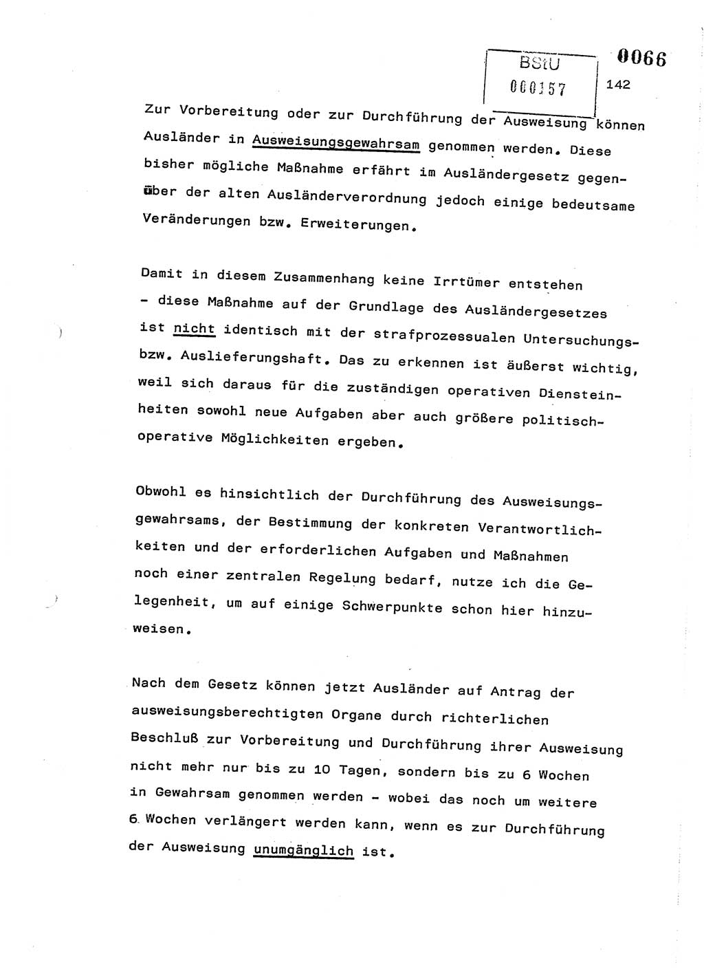 Referat des Genossen Minister (Generaloberst Erich Mielke) am 2. Beratungstag der zentralen Dienstkonferenz am 5.-6.7.1979, Zum 3. Strafrechtsänderungsgesetz sowie zu den Änderungen des Paß- und Ausländerrechts bzw. zoll- und devisenrechtlicher Bestimmungen der DDR [Ministerium für Staatssicherheit (MfS), Deutsche Demokratische Republik (DDR), Der Minister], Berlin 1979, Seite 142 (Ref. DK 2. Ber.-Tg. DDR MfS Min. /79 1979, S. 142)