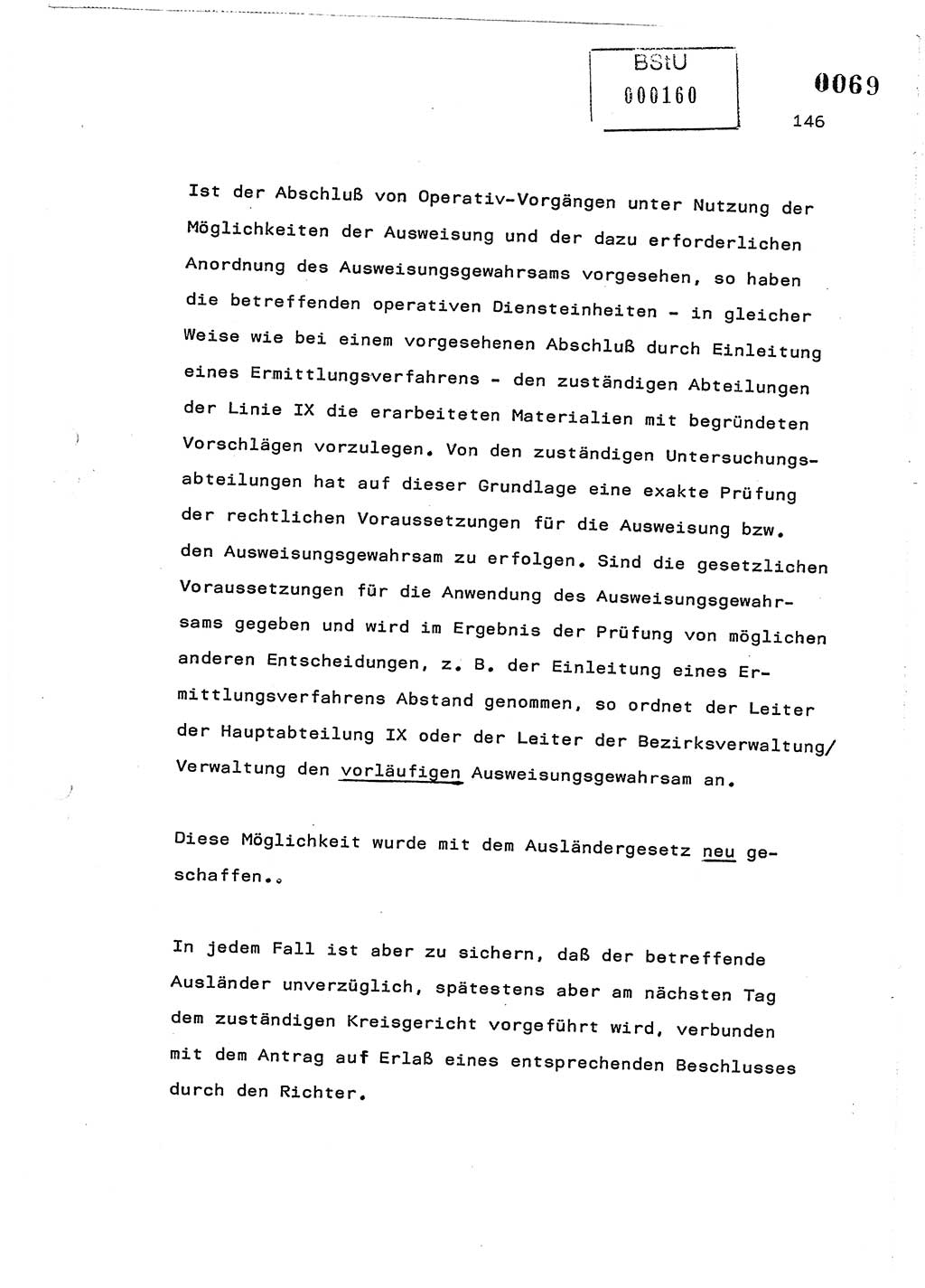 Referat des Genossen Minister (Generaloberst Erich Mielke) am 2. Beratungstag der zentralen Dienstkonferenz am 5.-6.7.1979, Zum 3. Strafrechtsänderungsgesetz sowie zu den Änderungen des Paß- und Ausländerrechts bzw. zoll- und devisenrechtlicher Bestimmungen der DDR [Ministerium für Staatssicherheit (MfS), Deutsche Demokratische Republik (DDR), Der Minister], Berlin 1979, Seite 146 (Ref. DK 2. Ber.-Tg. DDR MfS Min. /79 1979, S. 146)