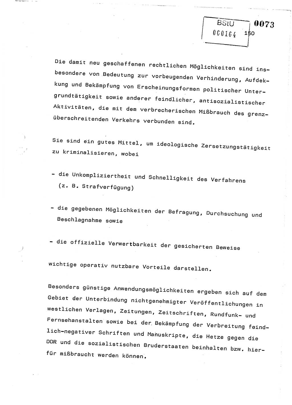 Referat des Genossen Minister (Generaloberst Erich Mielke) am 2. Beratungstag der zentralen Dienstkonferenz am 5.-6.7.1979, Zum 3. Strafrechtsänderungsgesetz sowie zu den Änderungen des Paß- und Ausländerrechts bzw. zoll- und devisenrechtlicher Bestimmungen der DDR [Ministerium für Staatssicherheit (MfS), Deutsche Demokratische Republik (DDR), Der Minister], Berlin 1979, Seite 150 (Ref. DK 2. Ber.-Tg. DDR MfS Min. /79 1979, S. 150)