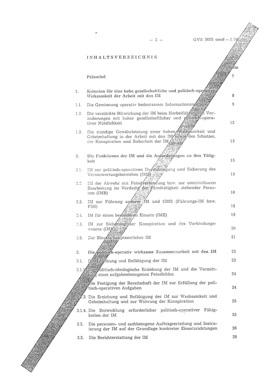 Richtlinie 1/79 für die Arbeit mit Inoffiziellen Mitarbeitern (IM) und Gesellschaftlichen Mitarbeitern für Sicherheit (GMS), Deutsche Demokratische Republik (DDR), Ministerium für Staatssicherheit (MfS), Der Minister (Mielke), Geheime Verschlußsache (GVS) ooo8-1/79, Berlin 1979, Seite 3 (RL 1/79 DDR MfS Min. GVS ooo8-1/79 1979, S. 3)