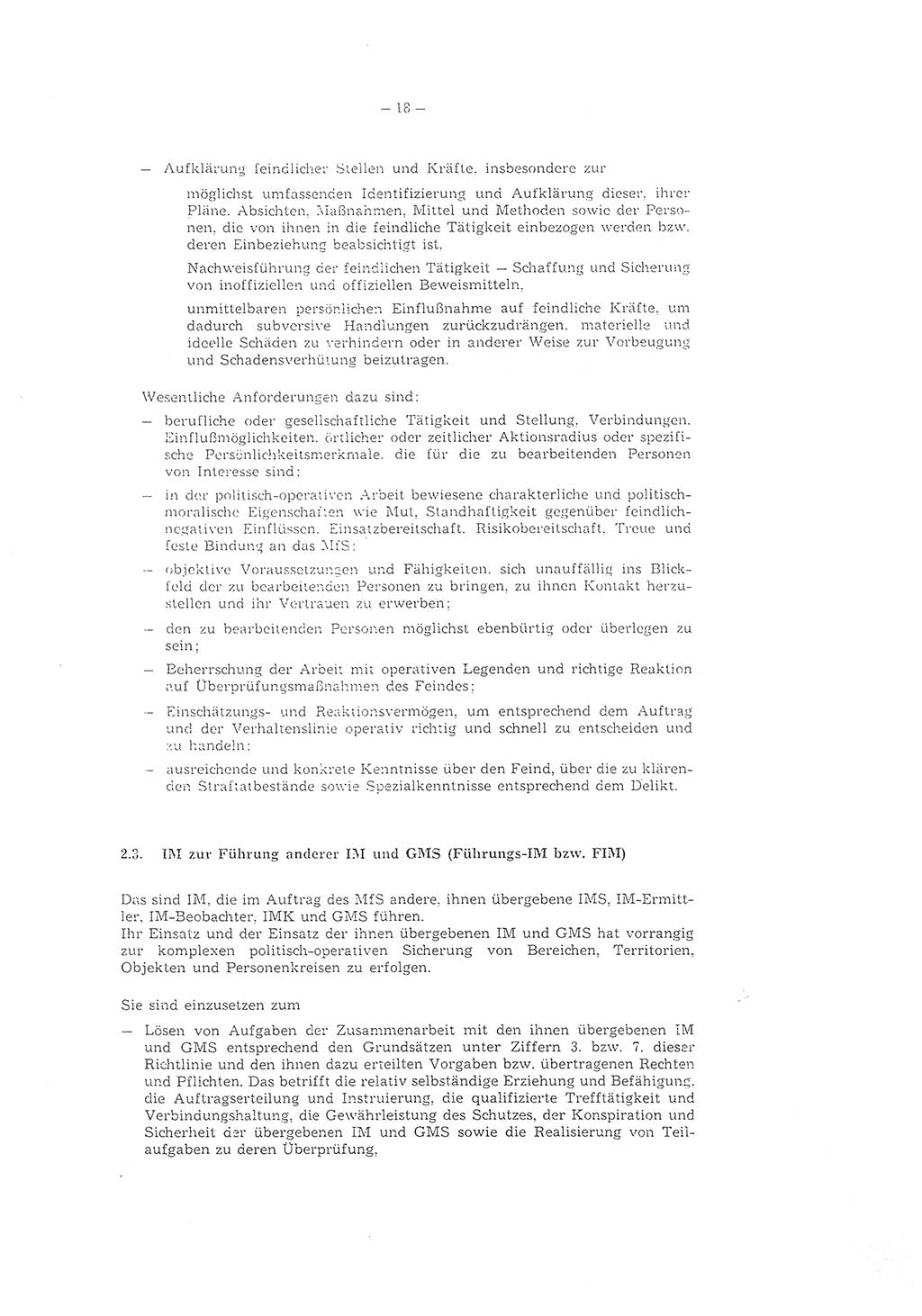 Richtlinie 1/79 für die Arbeit mit Inoffiziellen Mitarbeitern (IM) und Gesellschaftlichen Mitarbeitern für Sicherheit (GMS), Deutsche Demokratische Republik (DDR), Ministerium für Staatssicherheit (MfS), Der Minister (Mielke), Geheime Verschlußsache (GVS) ooo8-1/79, Berlin 1979, Seite 18 (RL 1/79 DDR MfS Min. GVS ooo8-1/79 1979, S. 18)