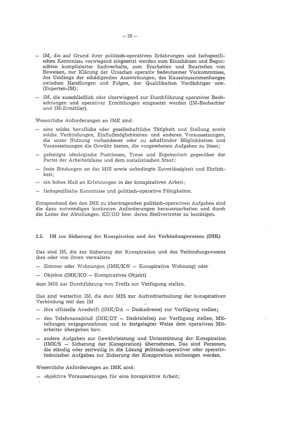 Richtlinie 1/79 für die Arbeit mit Inoffiziellen Mitarbeitern (IM) und Gesellschaftlichen Mitarbeitern für Sicherheit (GMS), Deutsche Demokratische Republik (DDR), Ministerium für Staatssicherheit (MfS), Der Minister (Mielke), Geheime Verschlußsache (GVS) ooo8-1/79, Berlin 1979, Seite 20 (RL 1/79 DDR MfS Min. GVS ooo8-1/79 1979, S. 20)