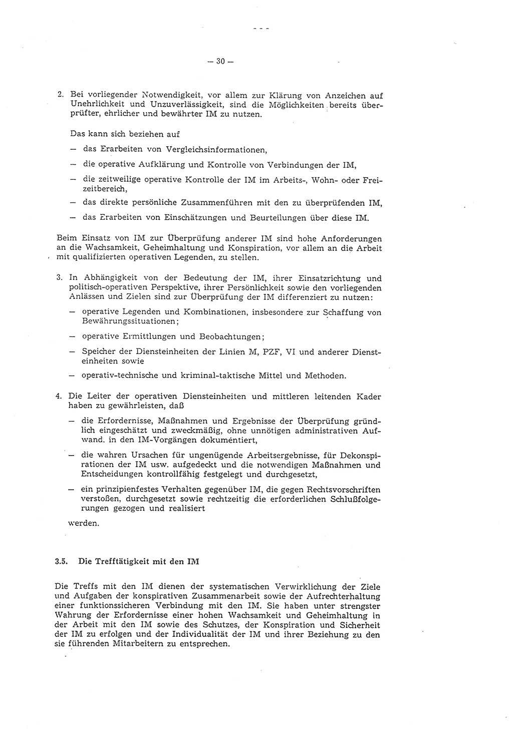Richtlinie 1/79 für die Arbeit mit Inoffiziellen Mitarbeitern (IM) und Gesellschaftlichen Mitarbeitern für Sicherheit (GMS), Deutsche Demokratische Republik (DDR), Ministerium für Staatssicherheit (MfS), Der Minister (Mielke), Geheime Verschlußsache (GVS) ooo8-1/79, Berlin 1979, Seite 30 (RL 1/79 DDR MfS Min. GVS ooo8-1/79 1979, S. 30)