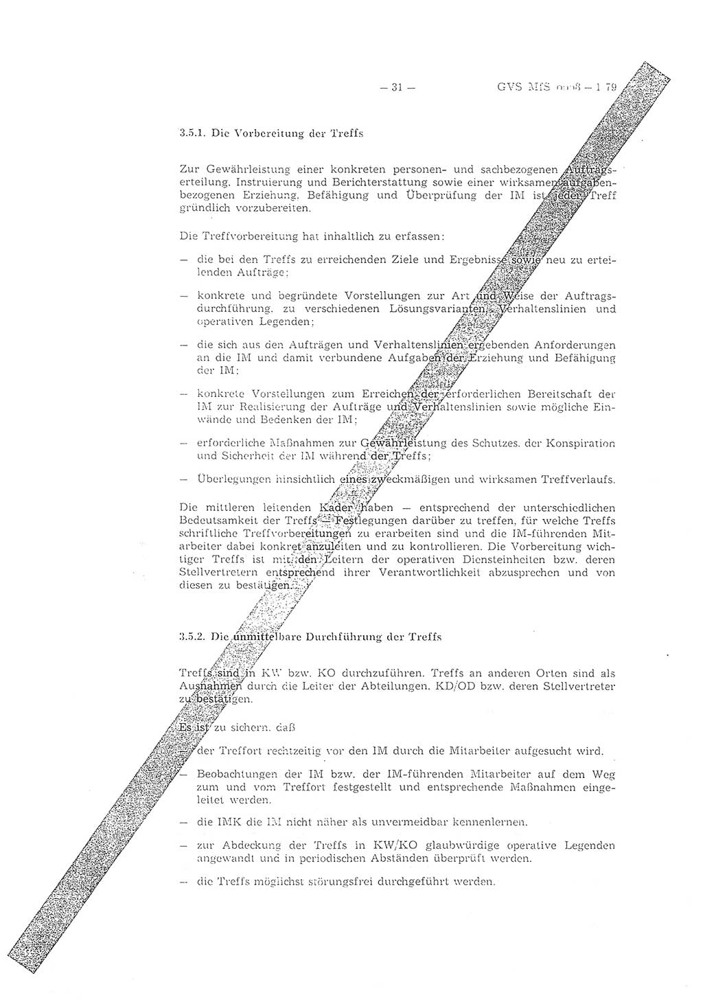 Richtlinie 1/79 für die Arbeit mit Inoffiziellen Mitarbeitern (IM) und Gesellschaftlichen Mitarbeitern für Sicherheit (GMS), Deutsche Demokratische Republik (DDR), Ministerium für Staatssicherheit (MfS), Der Minister (Mielke), Geheime Verschlußsache (GVS) ooo8-1/79, Berlin 1979, Seite 31 (RL 1/79 DDR MfS Min. GVS ooo8-1/79 1979, S. 31)