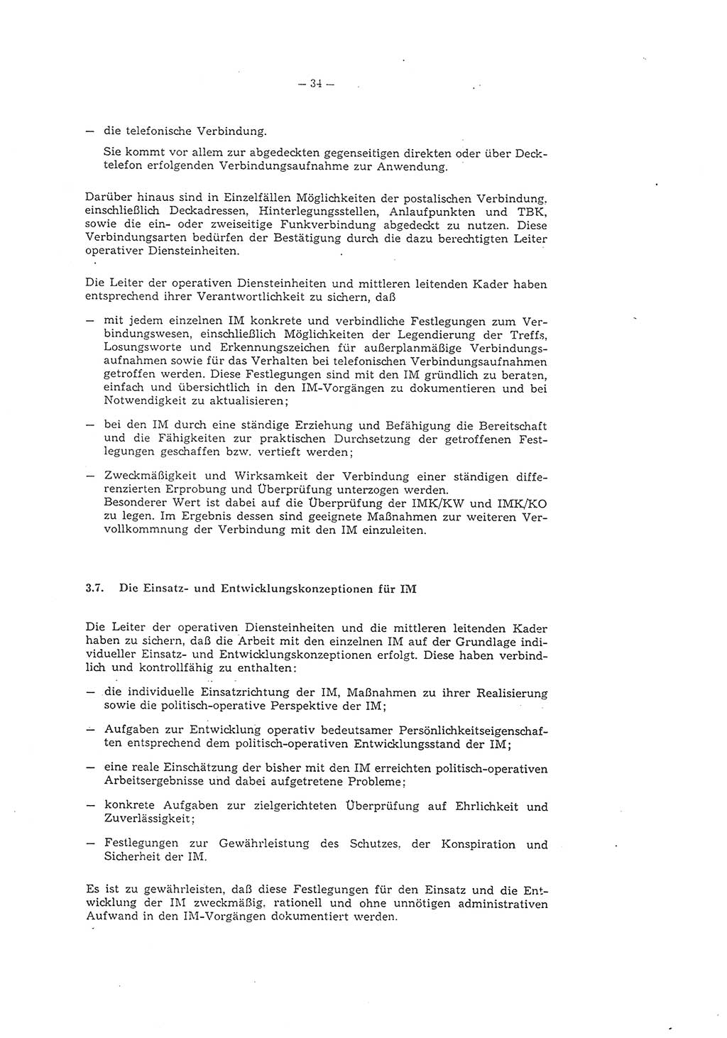 Richtlinie 1/79 für die Arbeit mit Inoffiziellen Mitarbeitern (IM) und Gesellschaftlichen Mitarbeitern für Sicherheit (GMS), Deutsche Demokratische Republik (DDR), Ministerium für Staatssicherheit (MfS), Der Minister (Mielke), Geheime Verschlußsache (GVS) ooo8-1/79, Berlin 1979, Seite 34 (RL 1/79 DDR MfS Min. GVS ooo8-1/79 1979, S. 34)