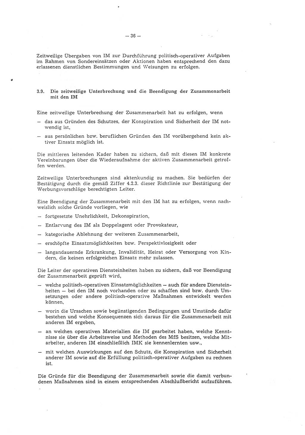 Richtlinie 1/79 für die Arbeit mit Inoffiziellen Mitarbeitern (IM) und Gesellschaftlichen Mitarbeitern für Sicherheit (GMS), Deutsche Demokratische Republik (DDR), Ministerium für Staatssicherheit (MfS), Der Minister (Mielke), Geheime Verschlußsache (GVS) ooo8-1/79, Berlin 1979, Seite 36 (RL 1/79 DDR MfS Min. GVS ooo8-1/79 1979, S. 36)