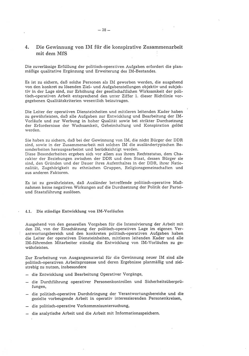 Richtlinie 1/79 für die Arbeit mit Inoffiziellen Mitarbeitern (IM) und Gesellschaftlichen Mitarbeitern für Sicherheit (GMS), Deutsche Demokratische Republik (DDR), Ministerium für Staatssicherheit (MfS), Der Minister (Mielke), Geheime Verschlußsache (GVS) ooo8-1/79, Berlin 1979, Seite 38 (RL 1/79 DDR MfS Min. GVS ooo8-1/79 1979, S. 38)