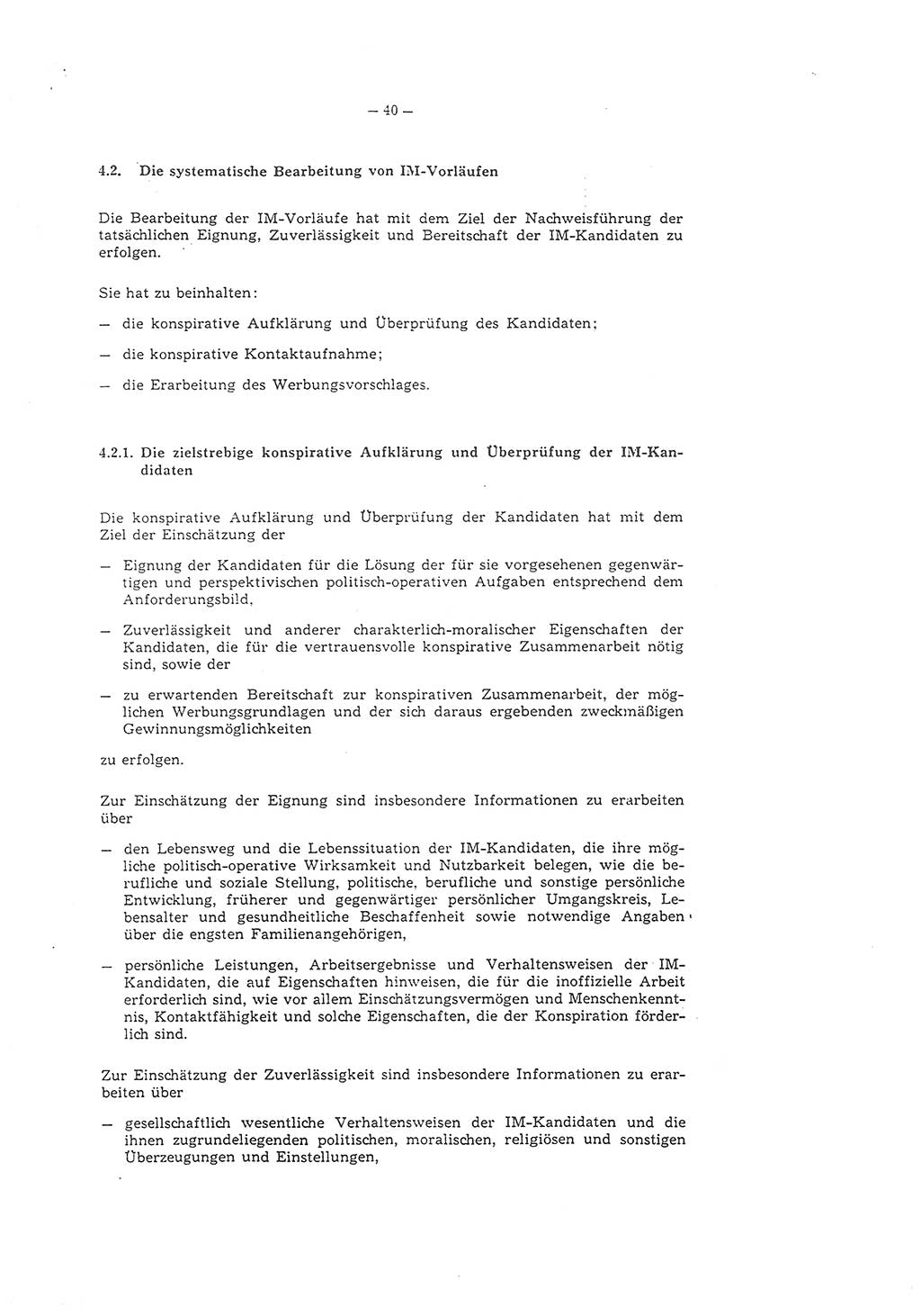 Richtlinie 1/79 für die Arbeit mit Inoffiziellen Mitarbeitern (IM) und Gesellschaftlichen Mitarbeitern für Sicherheit (GMS), Deutsche Demokratische Republik (DDR), Ministerium für Staatssicherheit (MfS), Der Minister (Mielke), Geheime Verschlußsache (GVS) ooo8-1/79, Berlin 1979, Seite 40 (RL 1/79 DDR MfS Min. GVS ooo8-1/79 1979, S. 40)