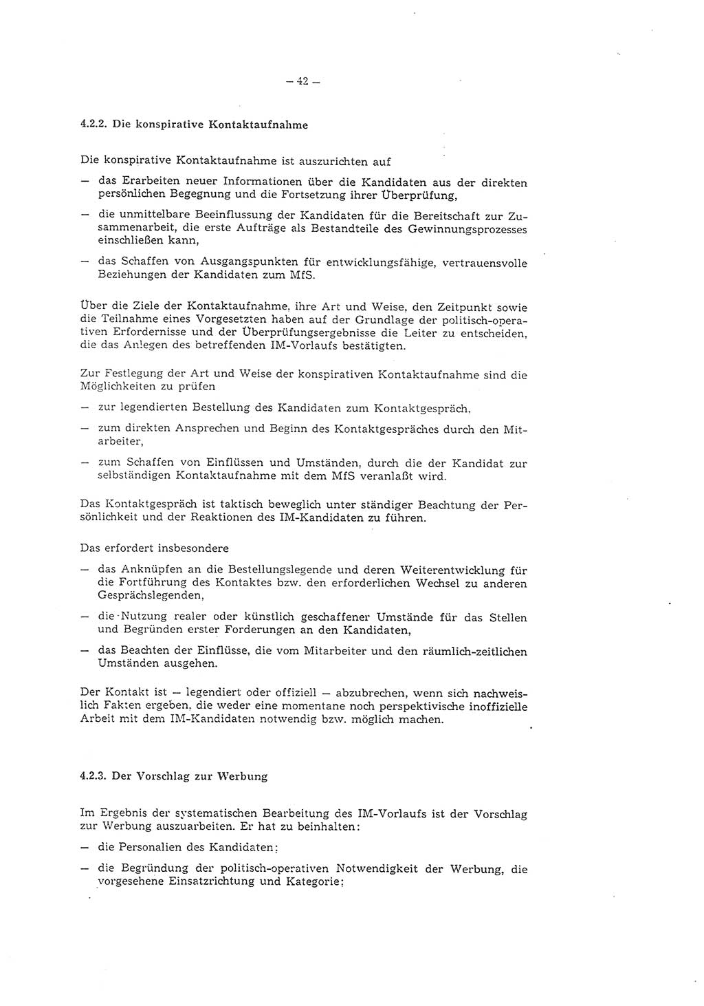 Richtlinie 1/79 für die Arbeit mit Inoffiziellen Mitarbeitern (IM) und Gesellschaftlichen Mitarbeitern für Sicherheit (GMS), Deutsche Demokratische Republik (DDR), Ministerium für Staatssicherheit (MfS), Der Minister (Mielke), Geheime Verschlußsache (GVS) ooo8-1/79, Berlin 1979, Seite 42 (RL 1/79 DDR MfS Min. GVS ooo8-1/79 1979, S. 42)