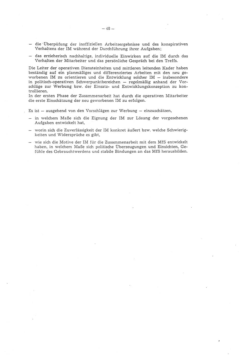 Richtlinie 1/79 für die Arbeit mit Inoffiziellen Mitarbeitern (IM) und Gesellschaftlichen Mitarbeitern für Sicherheit (GMS), Deutsche Demokratische Republik (DDR), Ministerium für Staatssicherheit (MfS), Der Minister (Mielke), Geheime Verschlußsache (GVS) ooo8-1/79, Berlin 1979, Seite 48 (RL 1/79 DDR MfS Min. GVS ooo8-1/79 1979, S. 48)