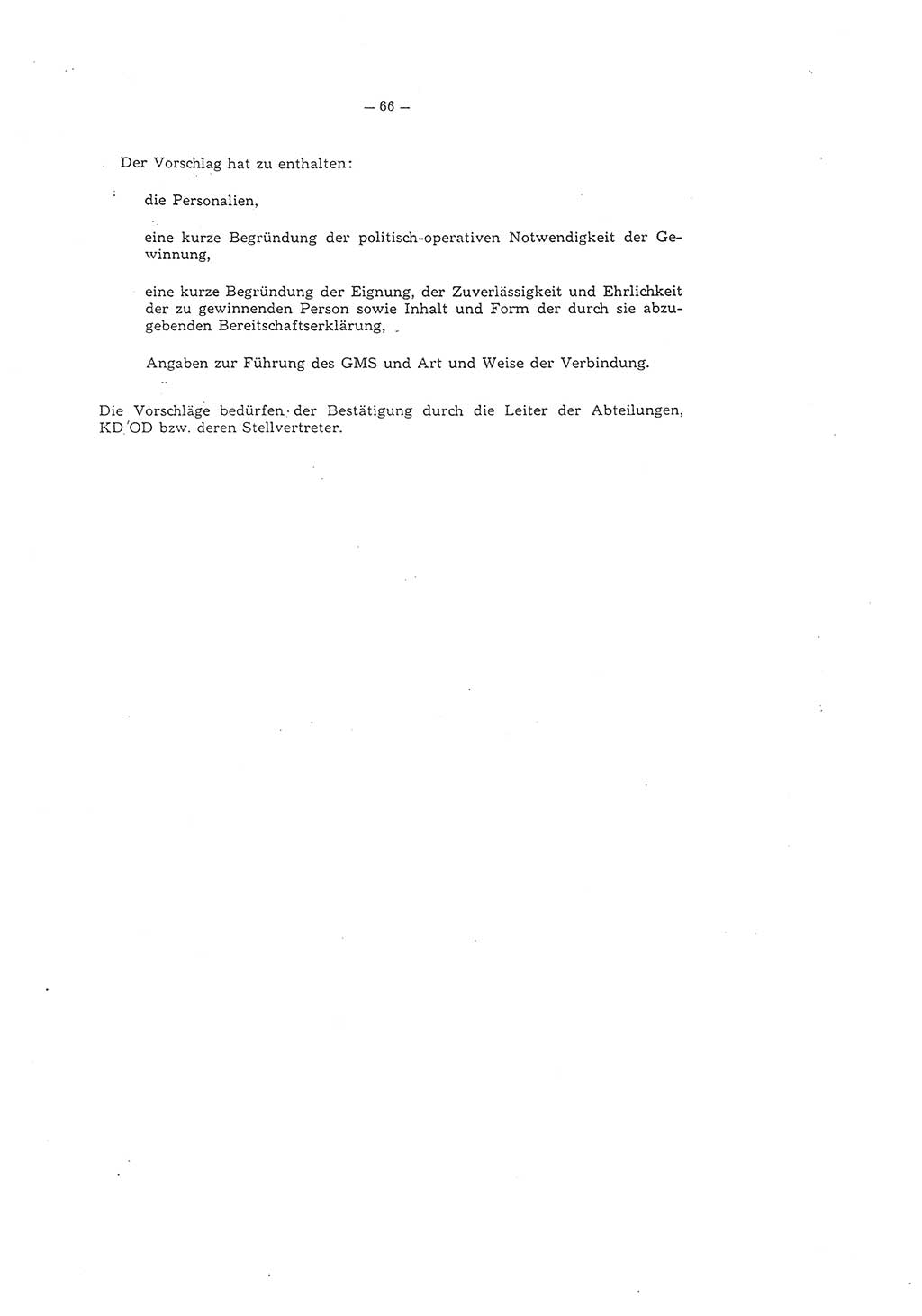 Richtlinie 1/79 für die Arbeit mit Inoffiziellen Mitarbeitern (IM) und Gesellschaftlichen Mitarbeitern für Sicherheit (GMS), Deutsche Demokratische Republik (DDR), Ministerium für Staatssicherheit (MfS), Der Minister (Mielke), Geheime Verschlußsache (GVS) ooo8-1/79, Berlin 1979, Seite 66 (RL 1/79 DDR MfS Min. GVS ooo8-1/79 1979, S. 66)