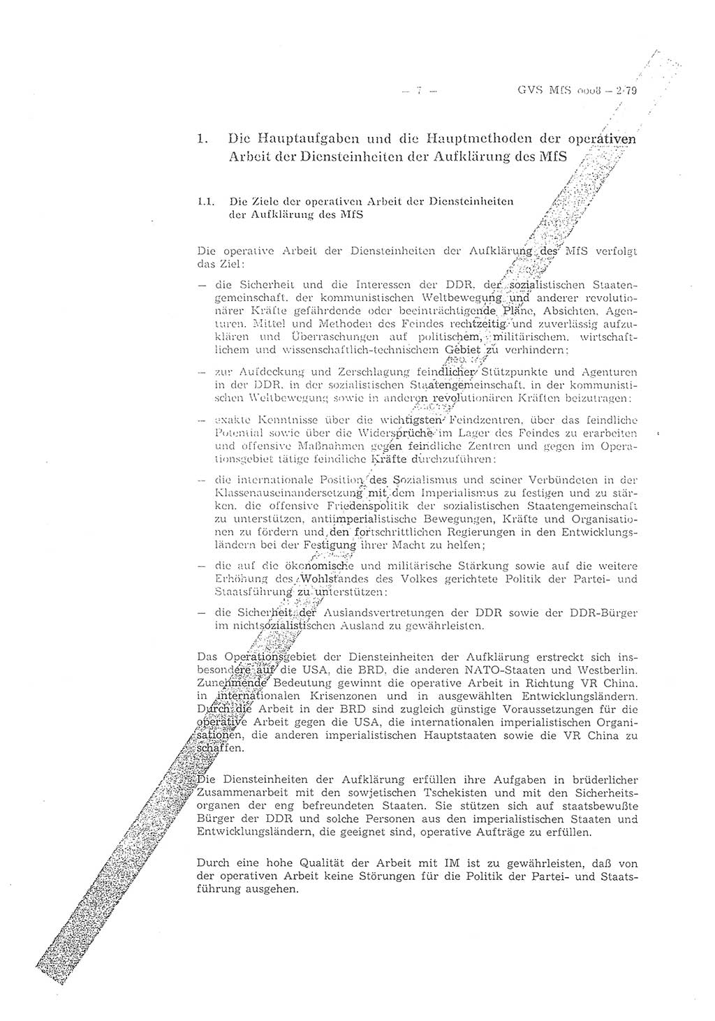 Richtlinie 2/79 für die Arbeit mit Inoffiziellen Mitarbeitern (IM) im Operationsgebiet, Deutsche Demokratische Republik (DDR), Ministerium für Staatssicherheit (MfS), Der Minister (Mielke), Geheime Verschlußsache (GVS) ooo8-2/79, Berlin 1979, Seite 7 (RL 2/79 DDR MfS Min. GVS ooo8-2/79 1979, S. 7)