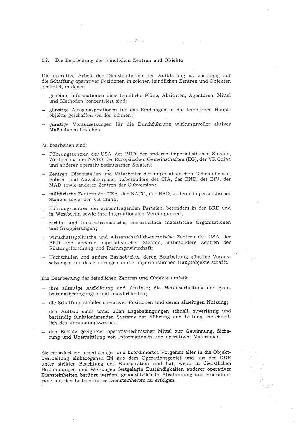 Richtlinie 2/79 für die Arbeit mit Inoffiziellen Mitarbeitern (IM) im Operationsgebiet, Deutsche Demokratische Republik (DDR), Ministerium für Staatssicherheit (MfS), Der Minister (Mielke), Geheime Verschlußsache (GVS) ooo8-2/79, Berlin 1979, Seite 8 (RL 2/79 DDR MfS Min. GVS ooo8-2/79 1979, S. 8)