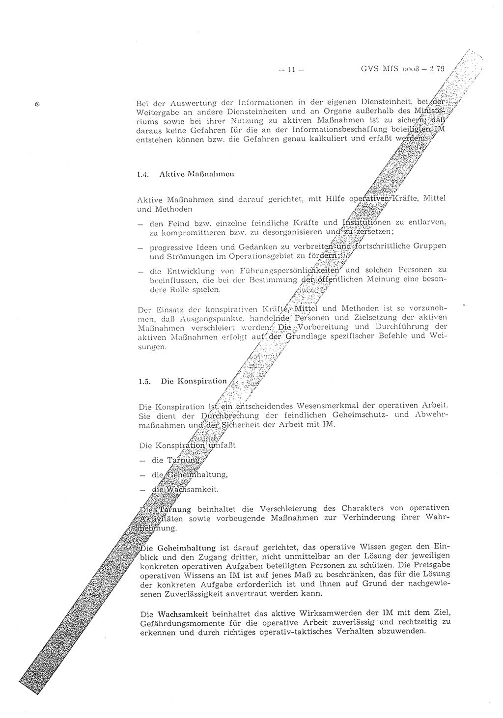 Richtlinie 2/79 für die Arbeit mit Inoffiziellen Mitarbeitern (IM) im Operationsgebiet, Deutsche Demokratische Republik (DDR), Ministerium für Staatssicherheit (MfS), Der Minister (Mielke), Geheime Verschlußsache (GVS) ooo8-2/79, Berlin 1979, Seite 11 (RL 2/79 DDR MfS Min. GVS ooo8-2/79 1979, S. 11)