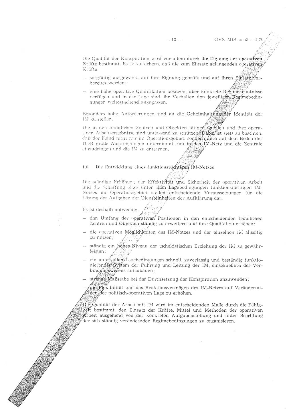 Richtlinie 2/79 für die Arbeit mit Inoffiziellen Mitarbeitern (IM) im Operationsgebiet, Deutsche Demokratische Republik (DDR), Ministerium für Staatssicherheit (MfS), Der Minister (Mielke), Geheime Verschlußsache (GVS) ooo8-2/79, Berlin 1979, Seite 13 (RL 2/79 DDR MfS Min. GVS ooo8-2/79 1979, S. 13)