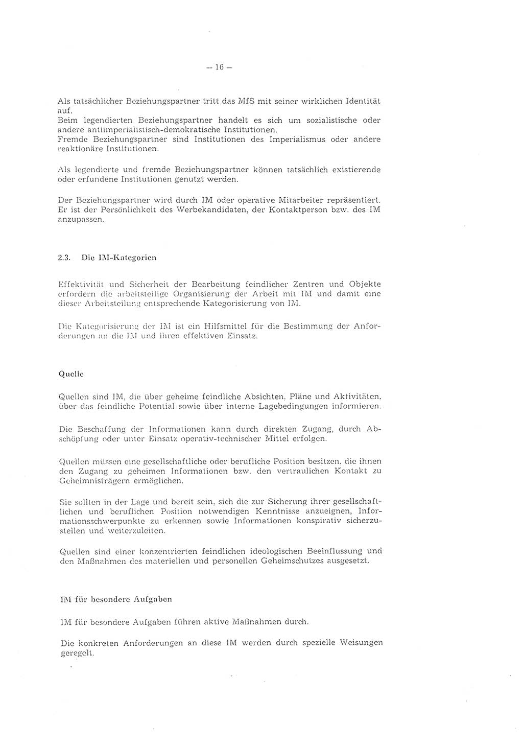 Richtlinie 2/79 für die Arbeit mit Inoffiziellen Mitarbeitern (IM) im Operationsgebiet, Deutsche Demokratische Republik (DDR), Ministerium für Staatssicherheit (MfS), Der Minister (Mielke), Geheime Verschlußsache (GVS) ooo8-2/79, Berlin 1979, Seite 16 (RL 2/79 DDR MfS Min. GVS ooo8-2/79 1979, S. 16)