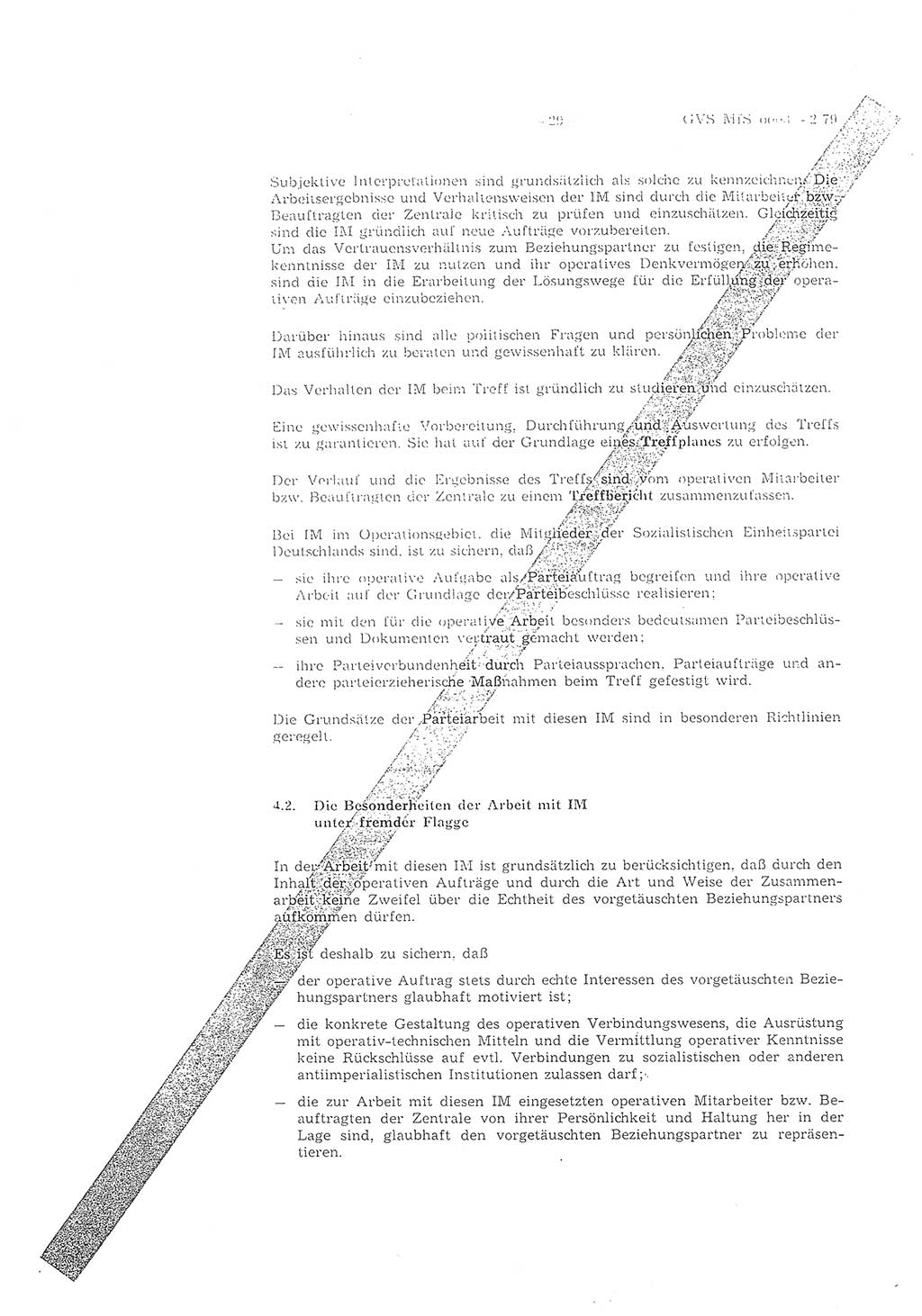 Richtlinie 2/79 für die Arbeit mit Inoffiziellen Mitarbeitern (IM) im Operationsgebiet, Deutsche Demokratische Republik (DDR), Ministerium für Staatssicherheit (MfS), Der Minister (Mielke), Geheime Verschlußsache (GVS) ooo8-2/79, Berlin 1979, Seite 29 (RL 2/79 DDR MfS Min. GVS ooo8-2/79 1979, S. 29)