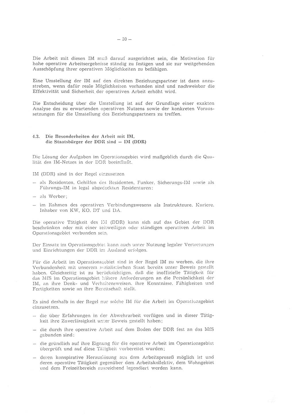 Richtlinie 2/79 für die Arbeit mit Inoffiziellen Mitarbeitern (IM) im Operationsgebiet, Deutsche Demokratische Republik (DDR), Ministerium für Staatssicherheit (MfS), Der Minister (Mielke), Geheime Verschlußsache (GVS) ooo8-2/79, Berlin 1979, Seite 30 (RL 2/79 DDR MfS Min. GVS ooo8-2/79 1979, S. 30)