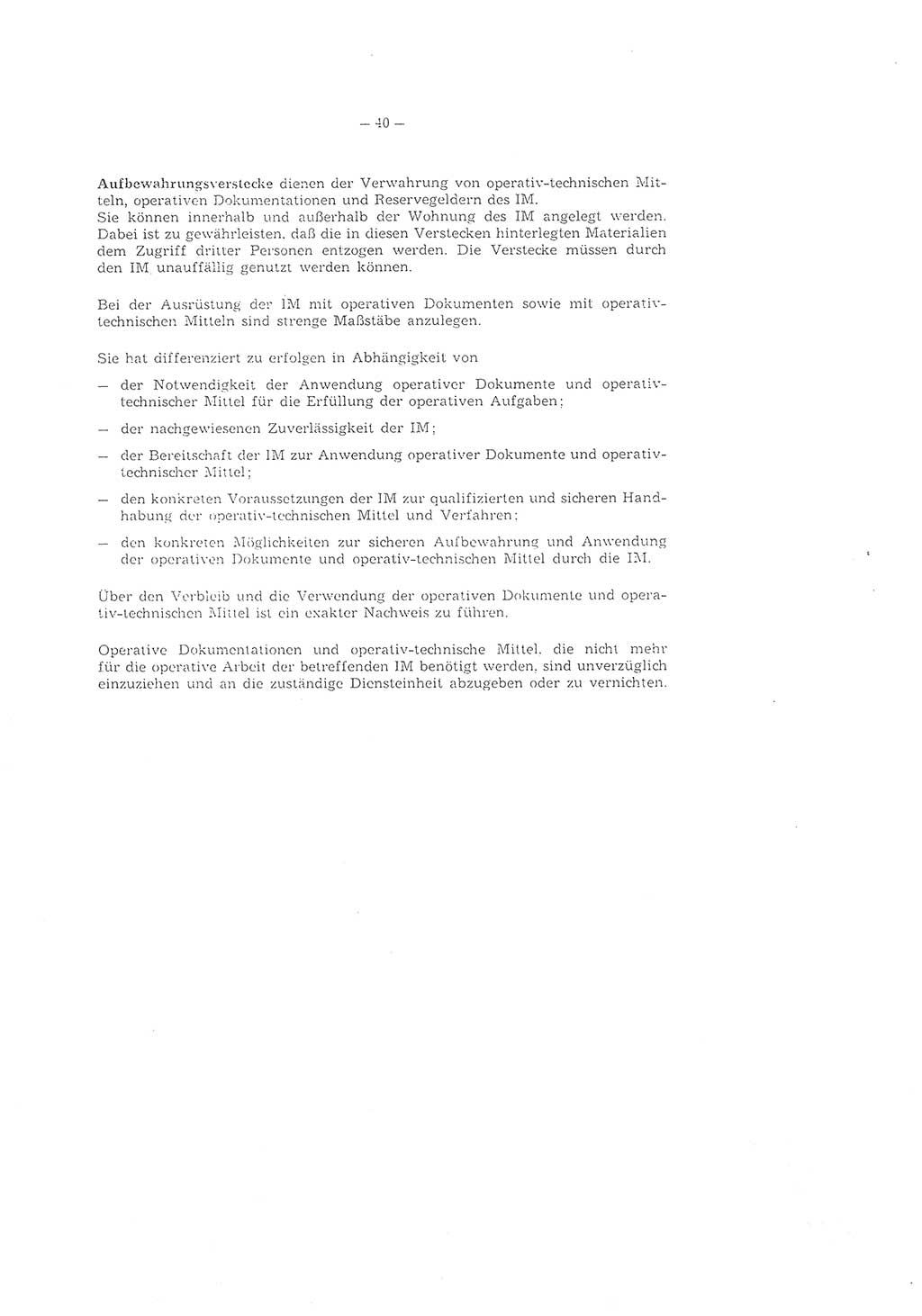 Richtlinie 2/79 für die Arbeit mit Inoffiziellen Mitarbeitern (IM) im Operationsgebiet, Deutsche Demokratische Republik (DDR), Ministerium für Staatssicherheit (MfS), Der Minister (Mielke), Geheime Verschlußsache (GVS) ooo8-2/79, Berlin 1979, Seite 40 (RL 2/79 DDR MfS Min. GVS ooo8-2/79 1979, S. 40)