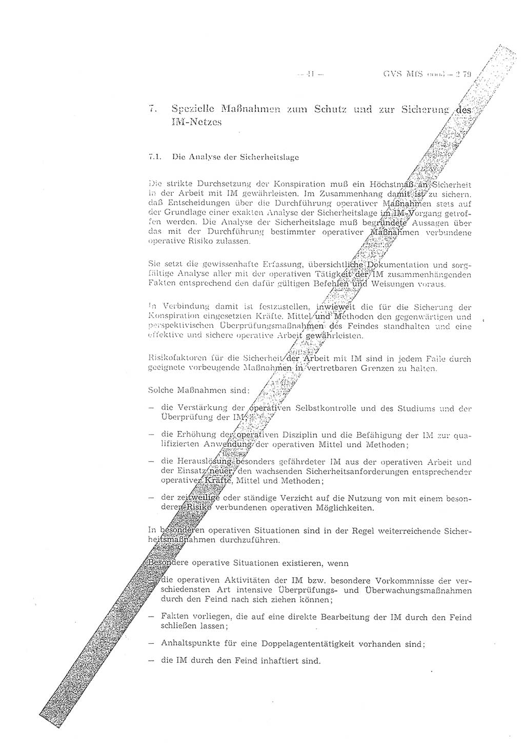 Richtlinie 2/79 für die Arbeit mit Inoffiziellen Mitarbeitern (IM) im Operationsgebiet, Deutsche Demokratische Republik (DDR), Ministerium für Staatssicherheit (MfS), Der Minister (Mielke), Geheime Verschlußsache (GVS) ooo8-2/79, Berlin 1979, Seite 41 (RL 2/79 DDR MfS Min. GVS ooo8-2/79 1979, S. 41)