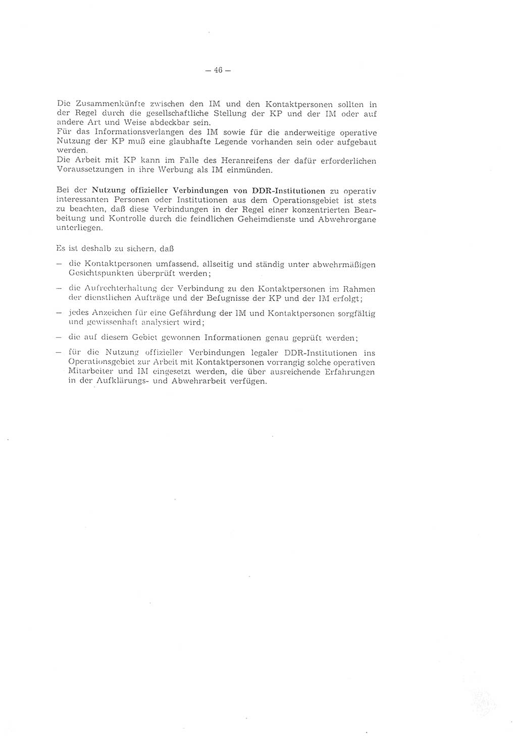 Richtlinie 2/79 für die Arbeit mit Inoffiziellen Mitarbeitern (IM) im Operationsgebiet, Deutsche Demokratische Republik (DDR), Ministerium für Staatssicherheit (MfS), Der Minister (Mielke), Geheime Verschlußsache (GVS) ooo8-2/79, Berlin 1979, Seite 46 (RL 2/79 DDR MfS Min. GVS ooo8-2/79 1979, S. 46)