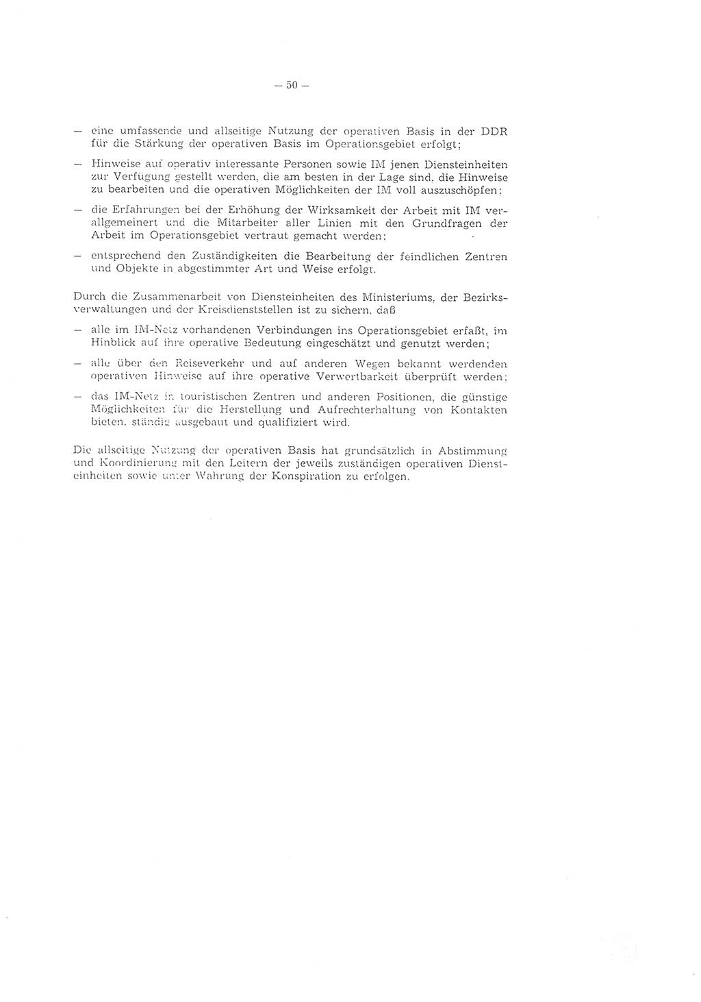 Richtlinie 2/79 für die Arbeit mit Inoffiziellen Mitarbeitern (IM) im Operationsgebiet, Deutsche Demokratische Republik (DDR), Ministerium für Staatssicherheit (MfS), Der Minister (Mielke), Geheime Verschlußsache (GVS) ooo8-2/79, Berlin 1979, Seite 50 (RL 2/79 DDR MfS Min. GVS ooo8-2/79 1979, S. 50)