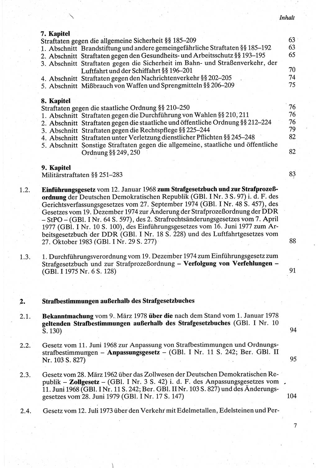 Strafgesetzbuch (StGB) der Deutschen Demokratischen Republik (DDR) sowie angrenzende Gesetze und Bestimmungen 1979, Seite 7 (StGB DDR Ges. Best. 1979, S. 7)