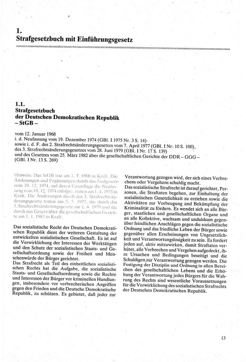 Strafgesetzbuch (StGB) der Deutschen Demokratischen Republik (DDR) sowie angrenzende Gesetze und Bestimmungen 1979, Seite 13 (StGB DDR Ges. Best. 1979, S. 13)