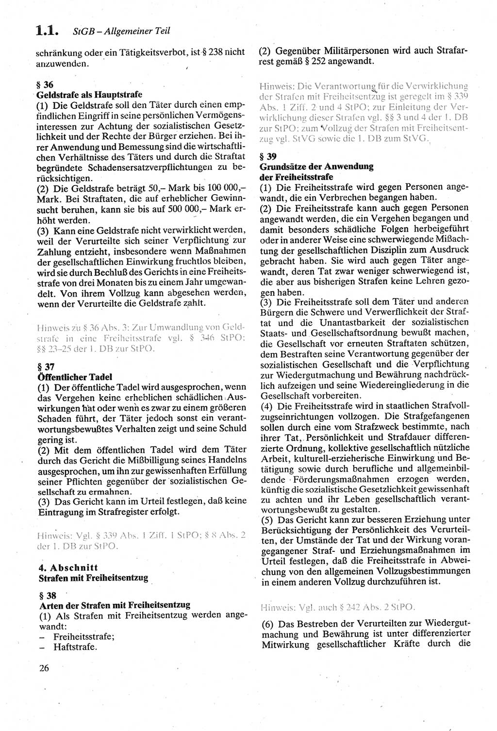 Strafgesetzbuch (StGB) der Deutschen Demokratischen Republik (DDR) sowie angrenzende Gesetze und Bestimmungen 1979, Seite 26 (StGB DDR Ges. Best. 1979, S. 26)