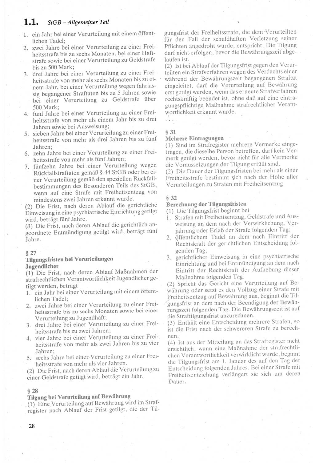 Strafgesetzbuch (StGB) der Deutschen Demokratischen Republik (DDR) sowie angrenzende Gesetze und Bestimmungen 1979, Seite 28 (StGB DDR Ges. Best. 1979, S. 28)