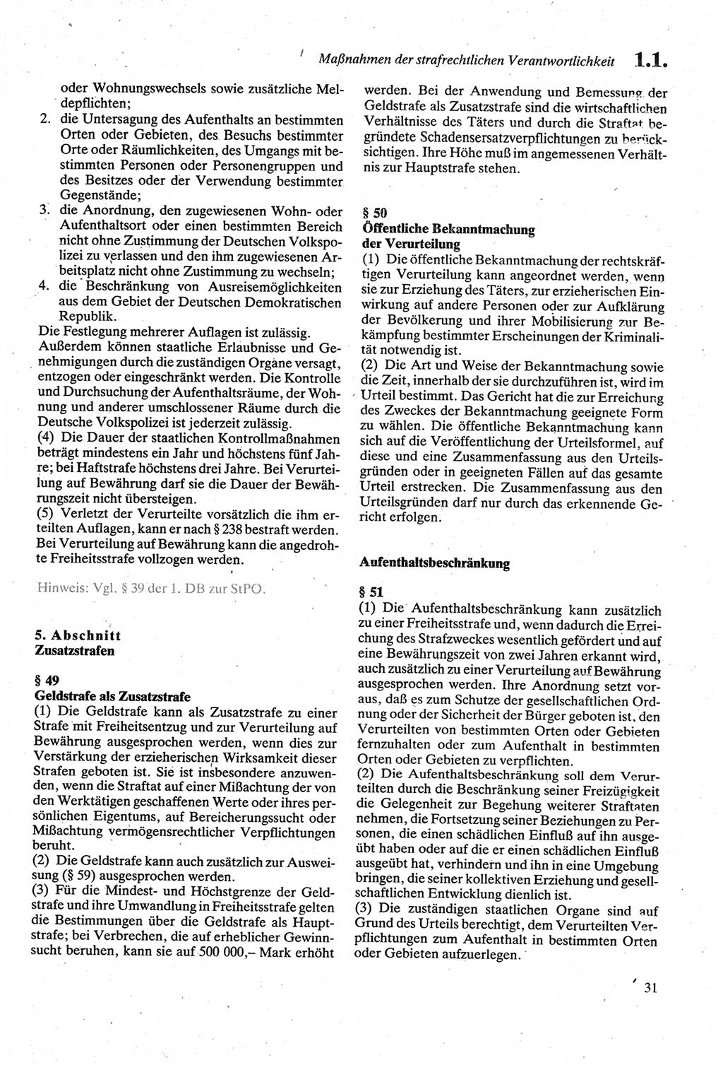 Strafgesetzbuch (StGB) der Deutschen Demokratischen Republik (DDR) sowie angrenzende Gesetze und Bestimmungen 1979, Seite 31 (StGB DDR Ges. Best. 1979, S. 31)