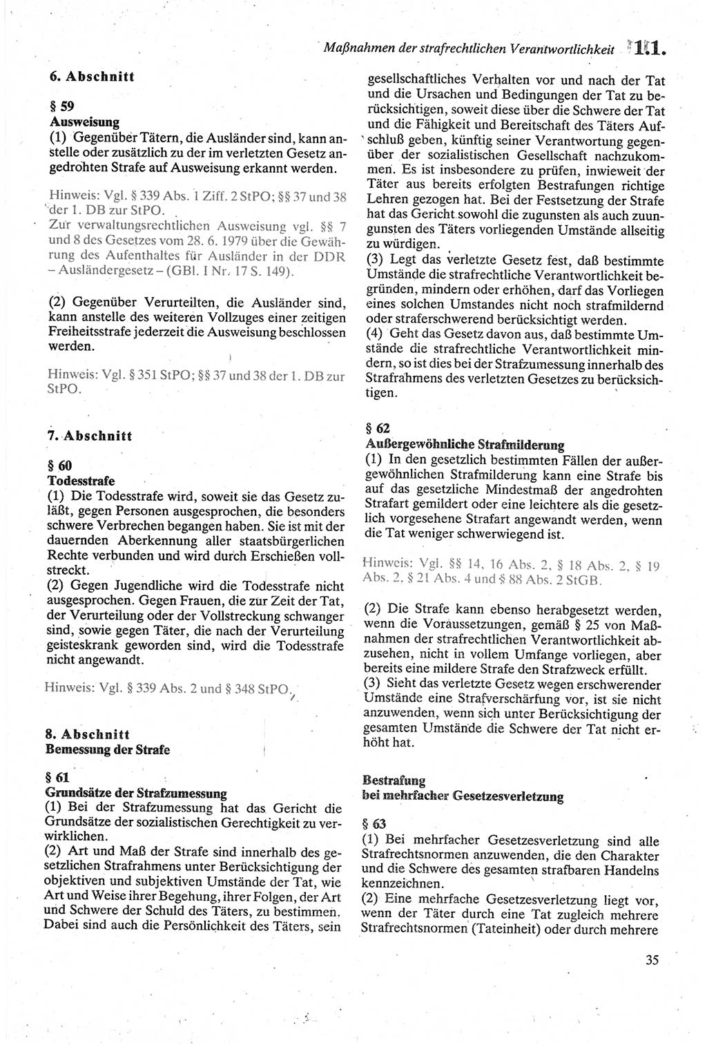 Strafgesetzbuch (StGB) der Deutschen Demokratischen Republik (DDR) sowie angrenzende Gesetze und Bestimmungen 1979, Seite 35 (StGB DDR Ges. Best. 1979, S. 35)