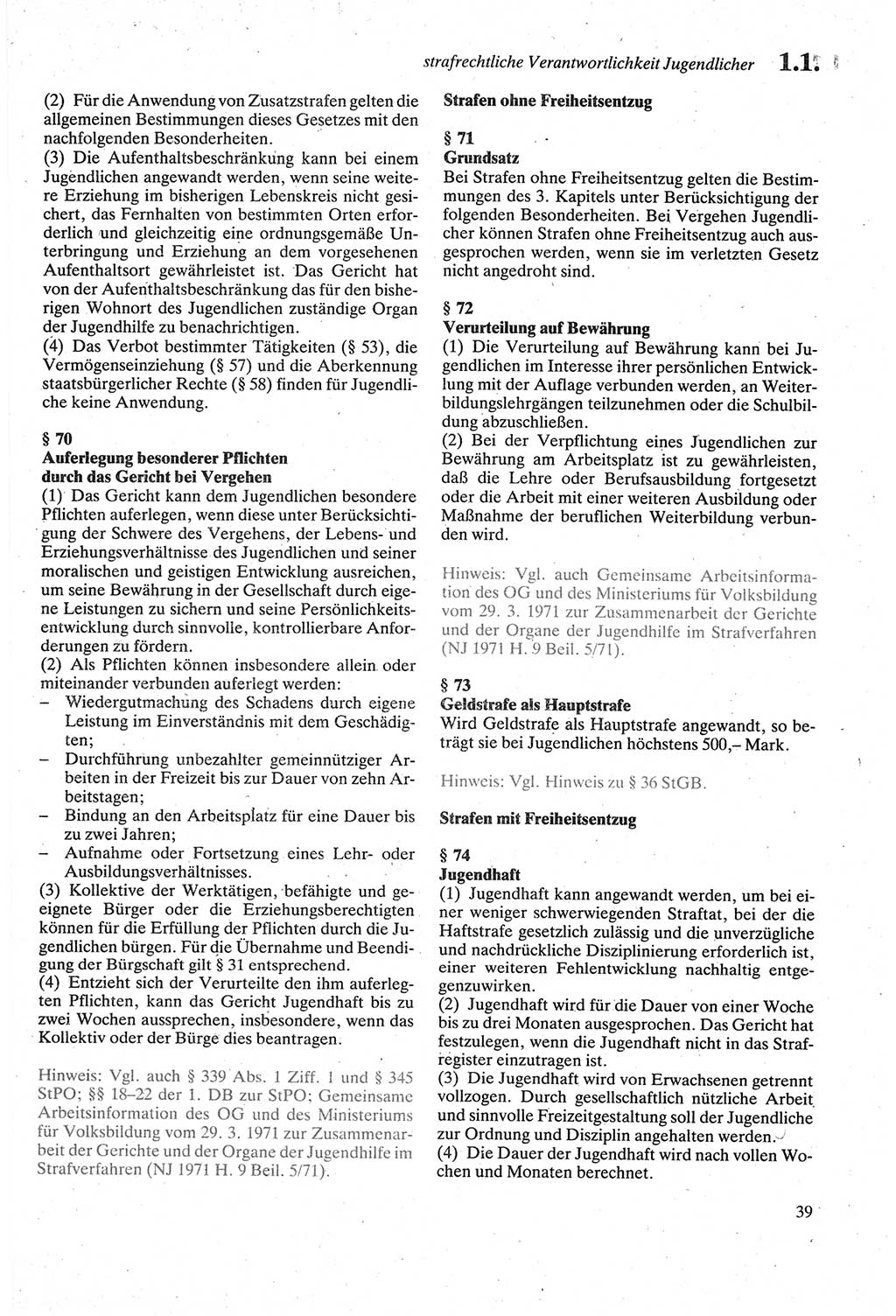 Strafgesetzbuch (StGB) der Deutschen Demokratischen Republik (DDR) sowie angrenzende Gesetze und Bestimmungen 1979, Seite 39 (StGB DDR Ges. Best. 1979, S. 39)
