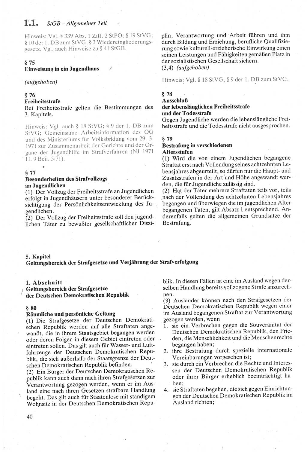 Strafgesetzbuch (StGB) der Deutschen Demokratischen Republik (DDR) sowie angrenzende Gesetze und Bestimmungen 1979, Seite 40 (StGB DDR Ges. Best. 1979, S. 40)