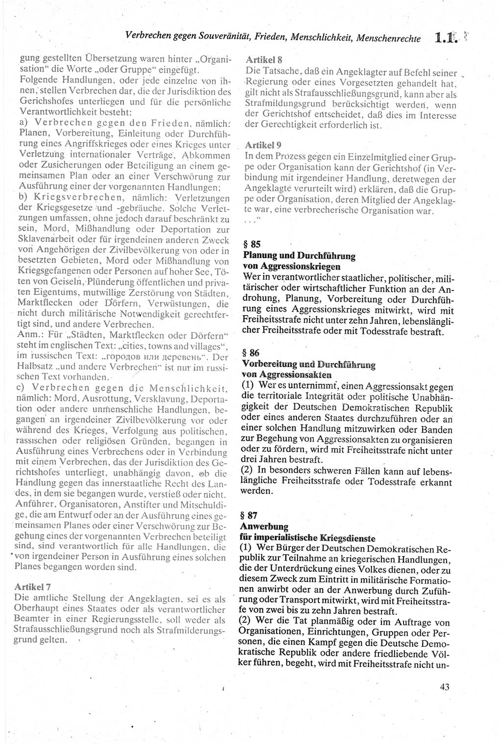 Strafgesetzbuch (StGB) der Deutschen Demokratischen Republik (DDR) sowie angrenzende Gesetze und Bestimmungen 1979, Seite 43 (StGB DDR Ges. Best. 1979, S. 43)