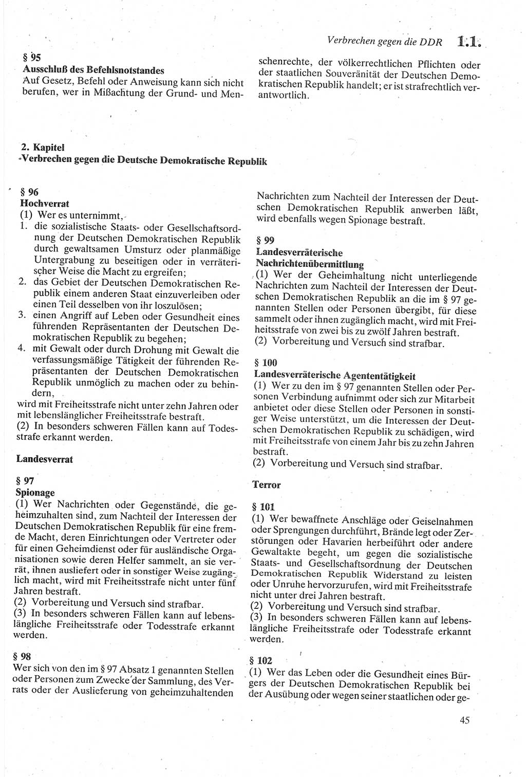 Strafgesetzbuch (StGB) der Deutschen Demokratischen Republik (DDR) sowie angrenzende Gesetze und Bestimmungen 1979, Seite 45 (StGB DDR Ges. Best. 1979, S. 45)