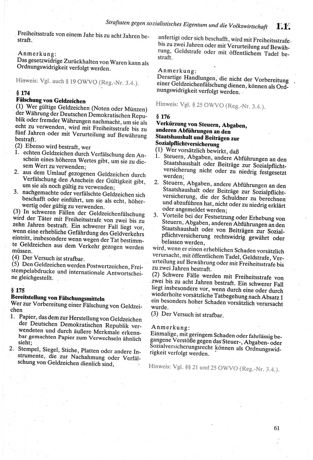 Strafgesetzbuch (StGB) der Deutschen Demokratischen Republik (DDR) sowie angrenzende Gesetze und Bestimmungen 1979, Seite 61 (StGB DDR Ges. Best. 1979, S. 61)
