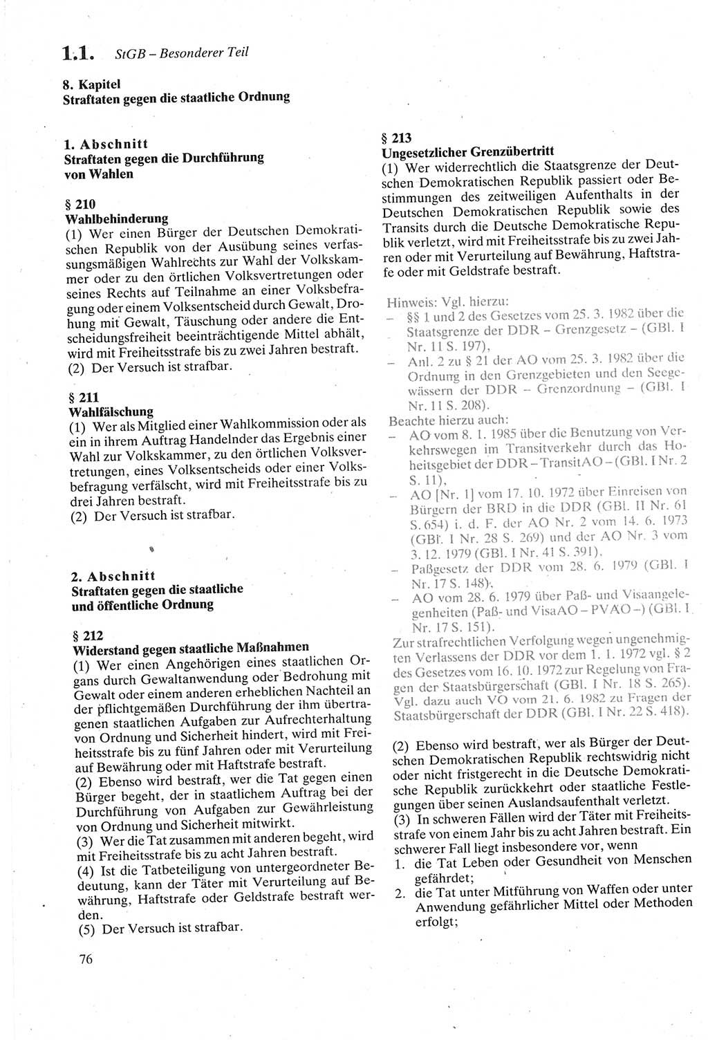 Strafgesetzbuch (StGB) der Deutschen Demokratischen Republik (DDR) sowie angrenzende Gesetze und Bestimmungen 1979, Seite 76 (StGB DDR Ges. Best. 1979, S. 76)