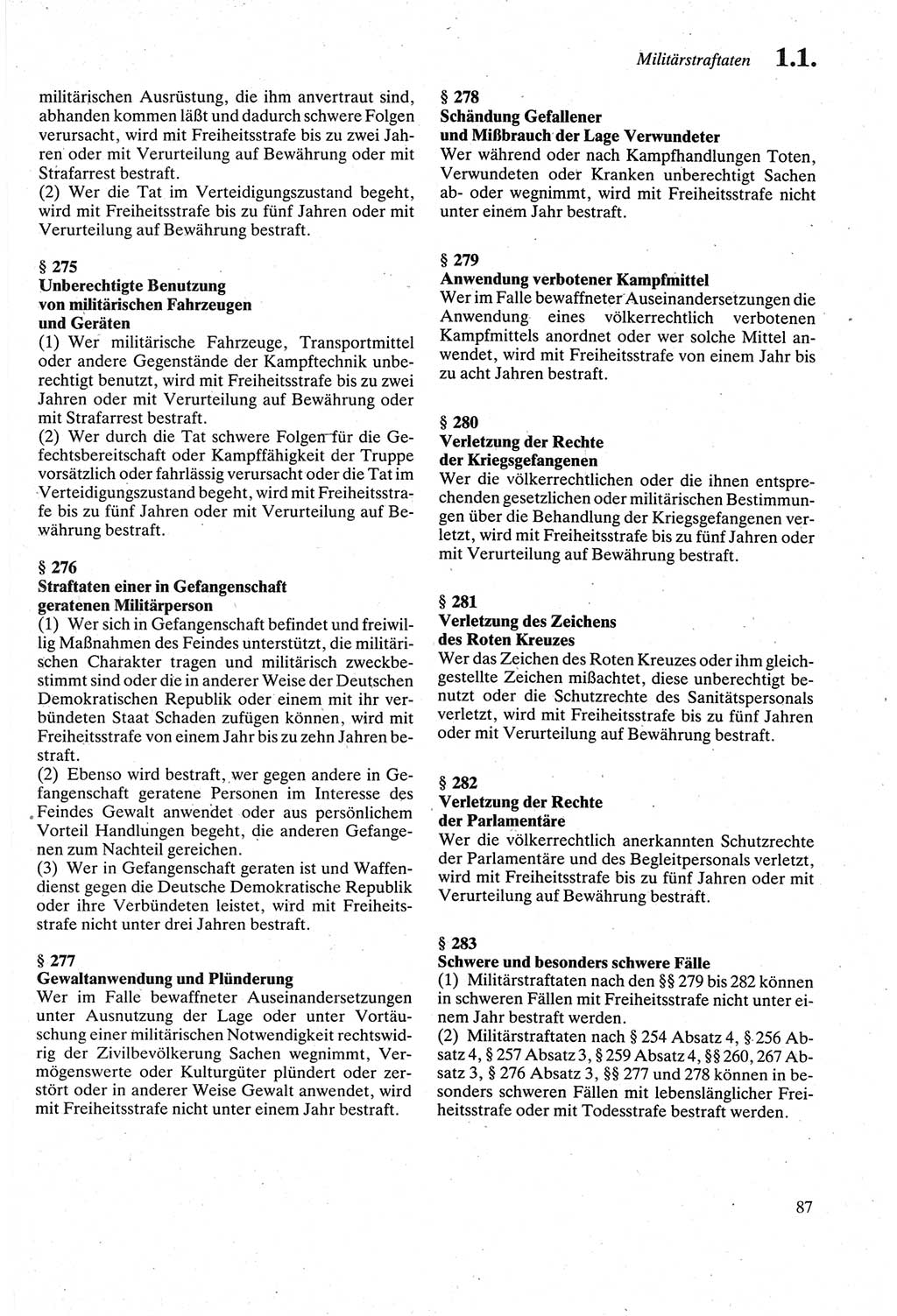 Strafgesetzbuch (StGB) der Deutschen Demokratischen Republik (DDR) sowie angrenzende Gesetze und Bestimmungen 1979, Seite 87 (StGB DDR Ges. Best. 1979, S. 87)