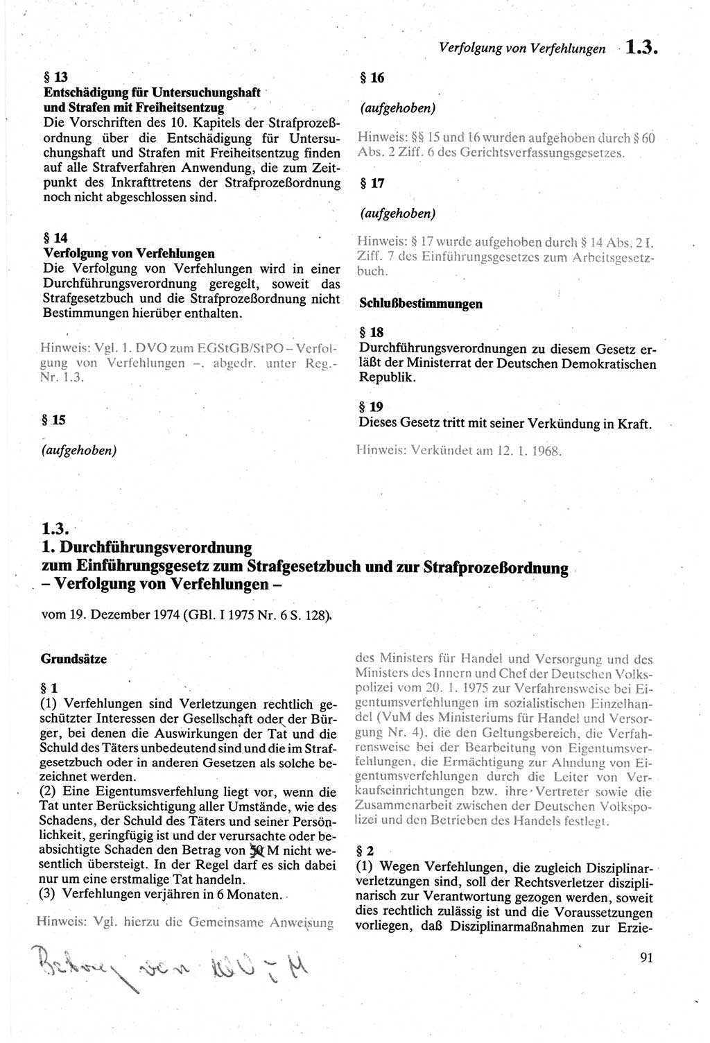 Strafgesetzbuch (StGB) der Deutschen Demokratischen Republik (DDR) sowie angrenzende Gesetze und Bestimmungen 1979, Seite 91 (StGB DDR Ges. Best. 1979, S. 91)