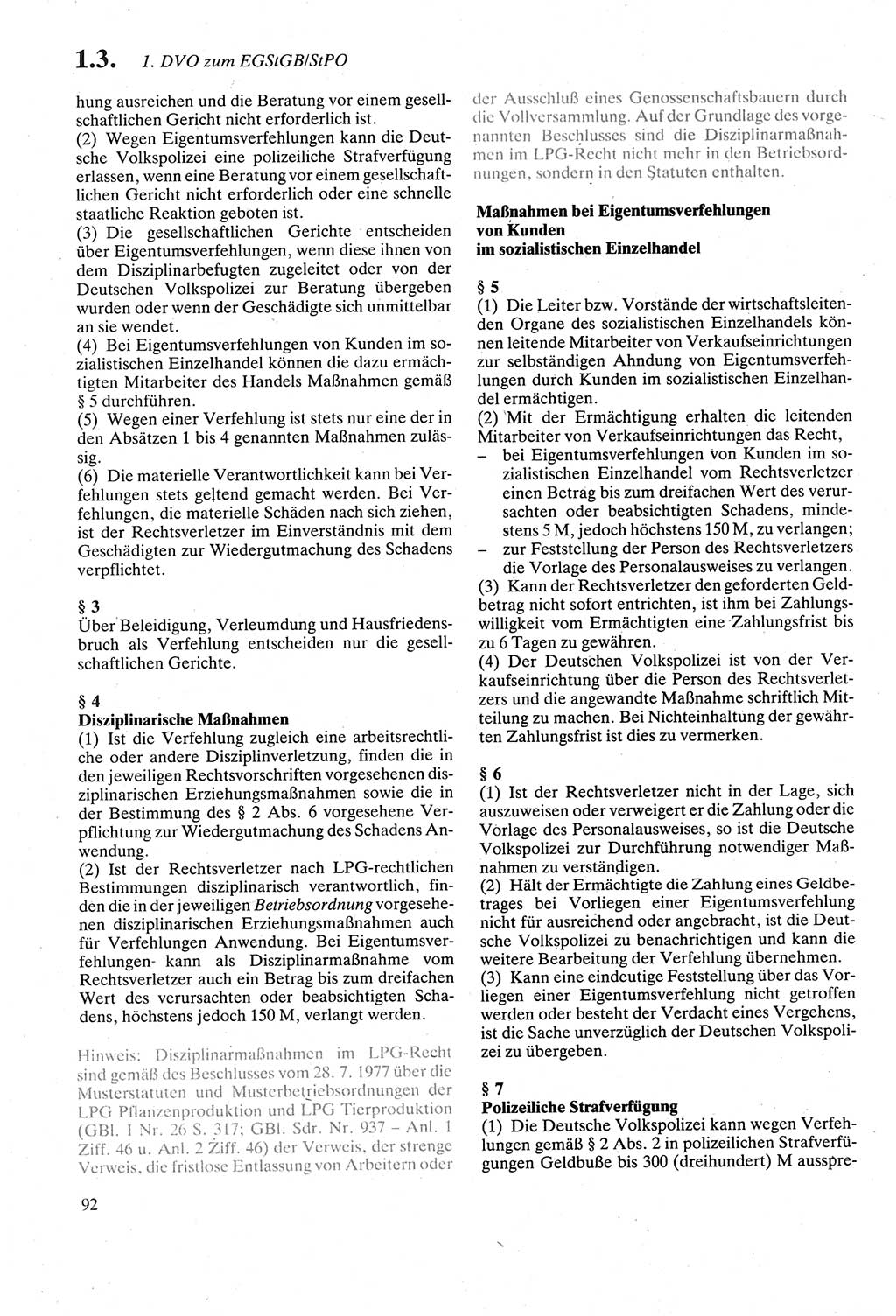 Strafgesetzbuch (StGB) der Deutschen Demokratischen Republik (DDR) sowie angrenzende Gesetze und Bestimmungen 1979, Seite 92 (StGB DDR Ges. Best. 1979, S. 92)