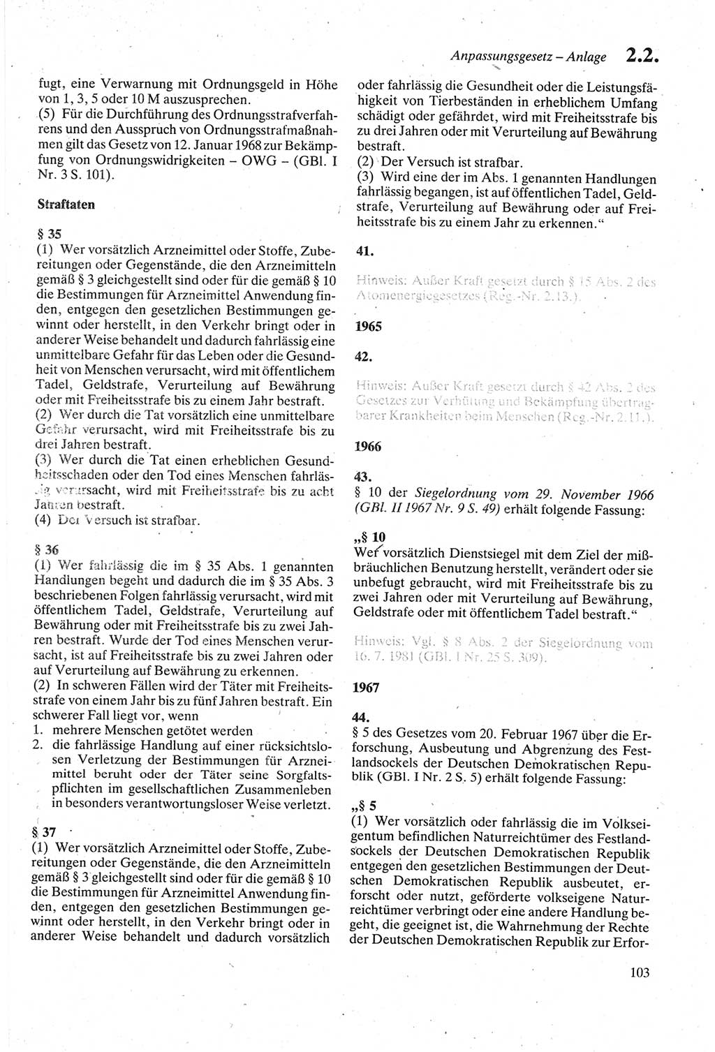 Strafgesetzbuch (StGB) der Deutschen Demokratischen Republik (DDR) sowie angrenzende Gesetze und Bestimmungen 1979, Seite 103 (StGB DDR Ges. Best. 1979, S. 103)